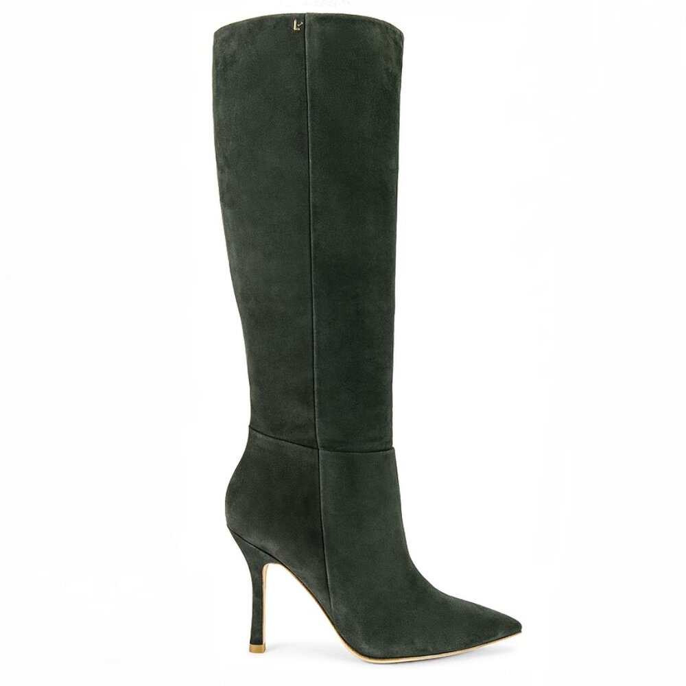 8.5 Larroude Kate Military Green Stiletto Tall Heel Pointed Toe Knee High Boot